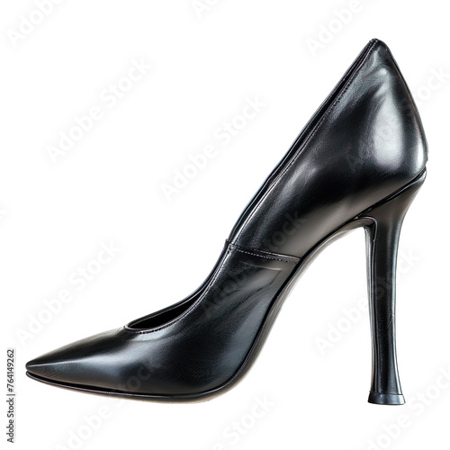 Single black leather high-heeled isolated on a transparent background   © Mahananda