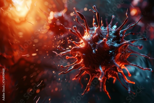Viral Threat Intense 3D Illustration of a New, Highly Aggressive Virus Strain, Science and Health Concept