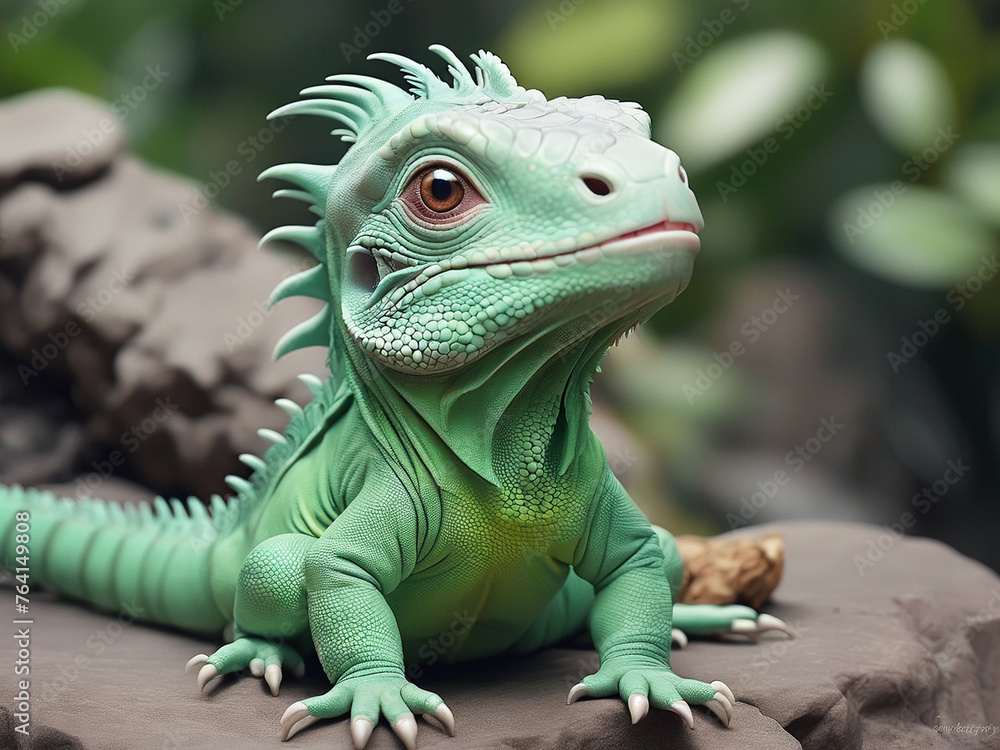 Naklejka premium cute iguana - generated by ai