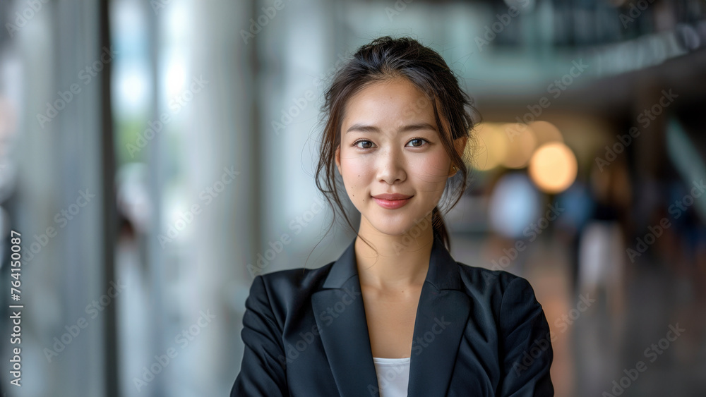 Portrait of a young confident professional asian japanese businesswoman, manager of a company. 