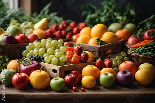 assortment of fresh organic fruits and vegetables