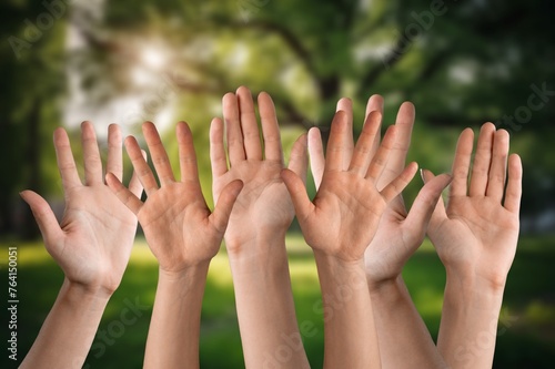 Concept of unity showing by hands rising