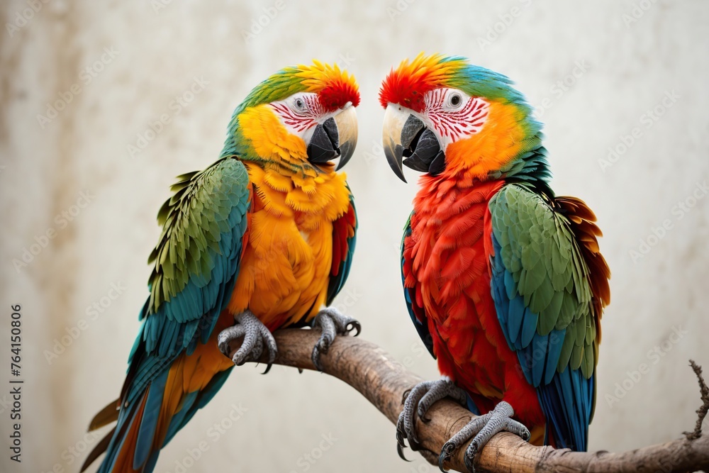 beautifully red parrot macaw bird in color blue and green