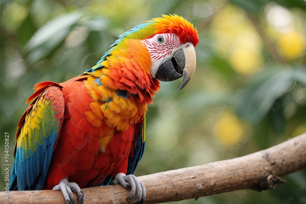 Fototapeta premium beautifully red parrot macaw bird in color blue and green