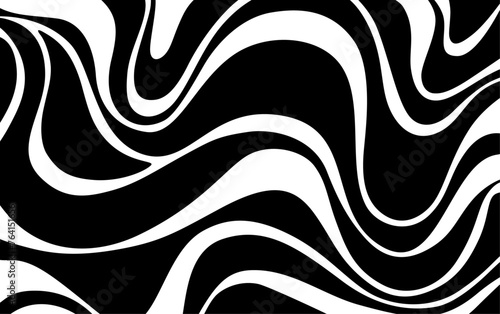 Vector illustration background full page texture curved elegant lines black and white color like melted materials or liquid mixture photo