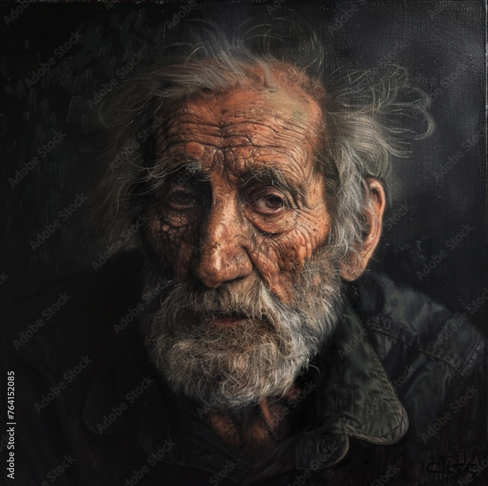 portrait of the old man, a picture of a sad old man