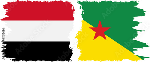 Free Download French Guiana and Yemen grunge flags connection vector - GFXLoad