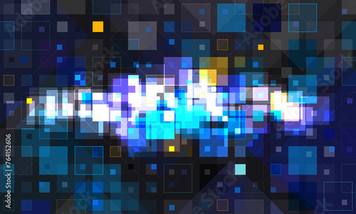 An abstract colorful theme with square shapes, concentrated in the center of the image.