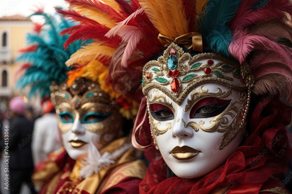 colorful carnival masks at a traditional festival in venice