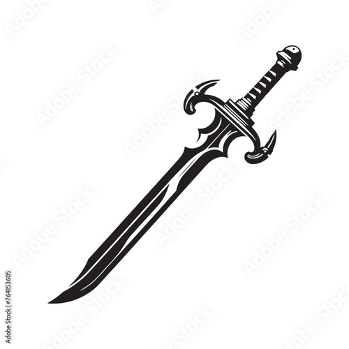 Reverent Broadsword Silhouette Ensemble - Paying Homage to the Timeless Art of Combat with Broadsword Illustration - Minimallest Broadsword Vector
