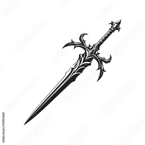 Dynamic Broadsword Set of Silhouette - Forging Shadows of Strength and Honor with Broadsword Illustration - Minimallest Broadsword Vector
