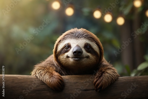 cute cartoon sloth banner with room