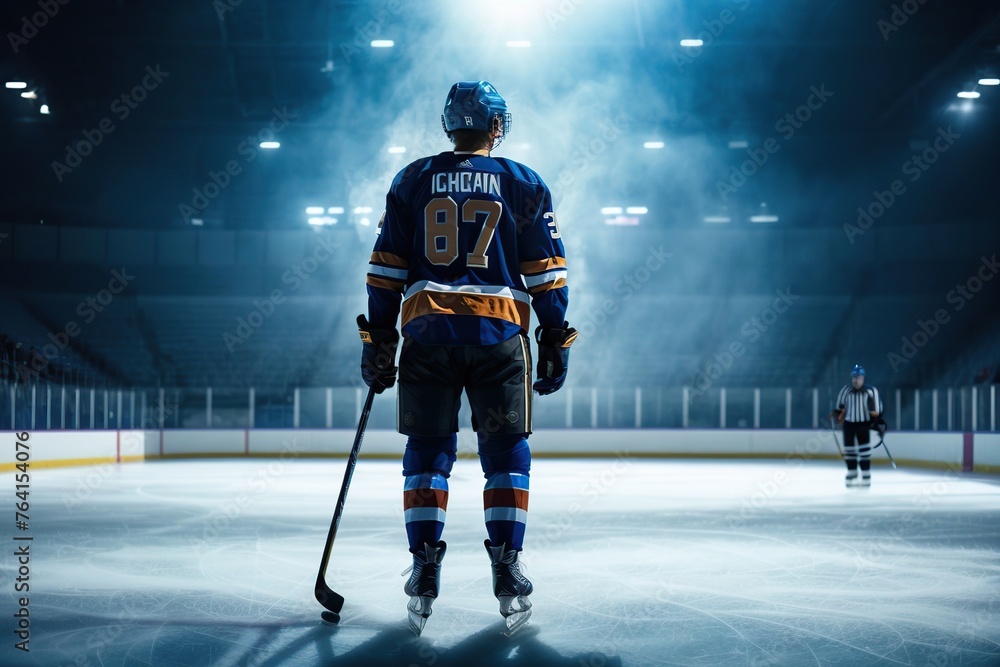 Obraz premium dark silhouette of a male hockey player in a uniform