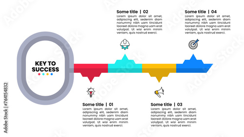 Infographic template. The key to success with 4 steps