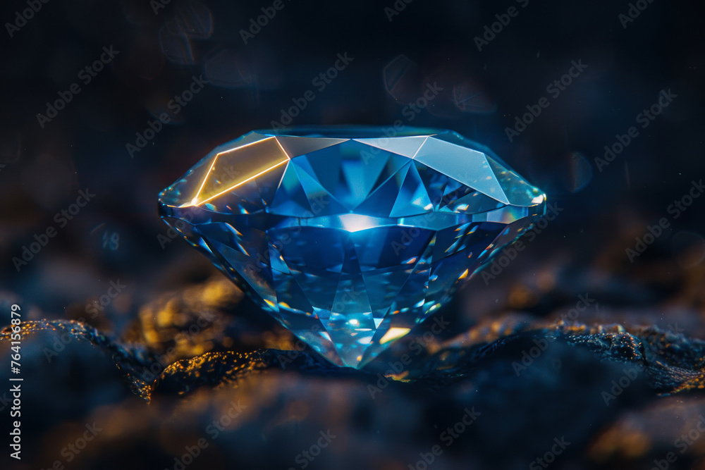 Glowing Blue Diamond on Dark Background. Glowing Blue Diamond on Dark Background.