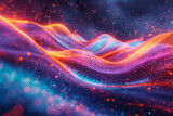 Vivid Particle Waves Flowing in Digital Art.