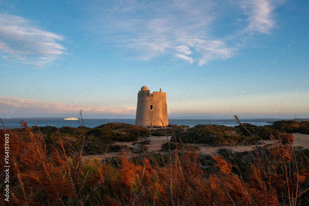 Ses Portes is an old military tower built in 1790 located in the Ses Salines natural park, Ibiza Island, Balearic Islands, Spain Ses Portes is an old military tower built in 1790 located in the Ses Salines natural park, Ibiza Island, Balearic Islands, Spain