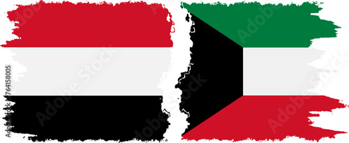 Free Download Kuwait and Yemen grunge flags connection vector - GFXLoad