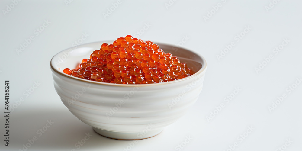 bowl of red caviar isolated on white backgrond, close up bowl of red caviar isolated on white backgrond, close up