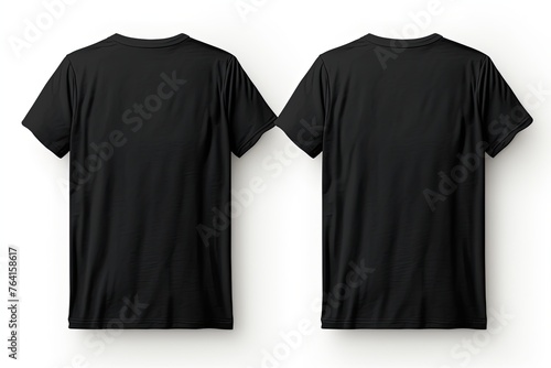 Plain black t-shirt mockup for front and back view on white background