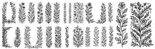 extensive black vector collection of floral and foliage patterns