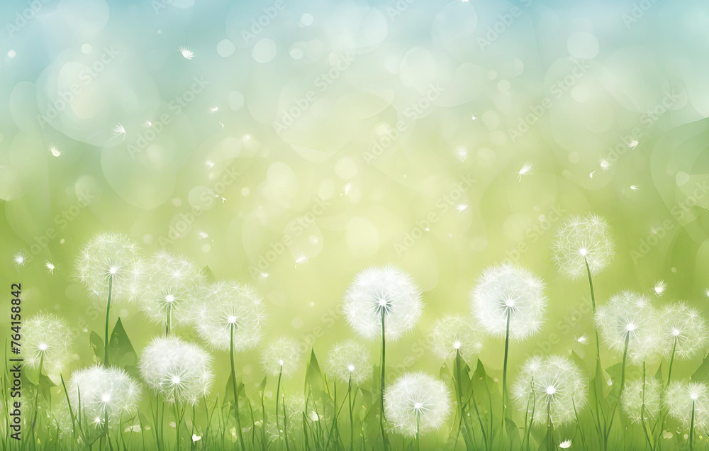 AI generated a dandelion blowing in the wind on a green background
AI generated a dandelion blowing in the wind on a green background
