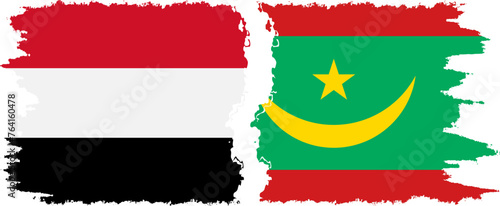 Free Download Mauritania and Yemen grunge flags connection vector - GFXLoad