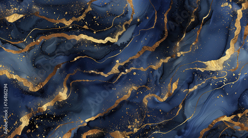Abstract luxury blue and gold marble background