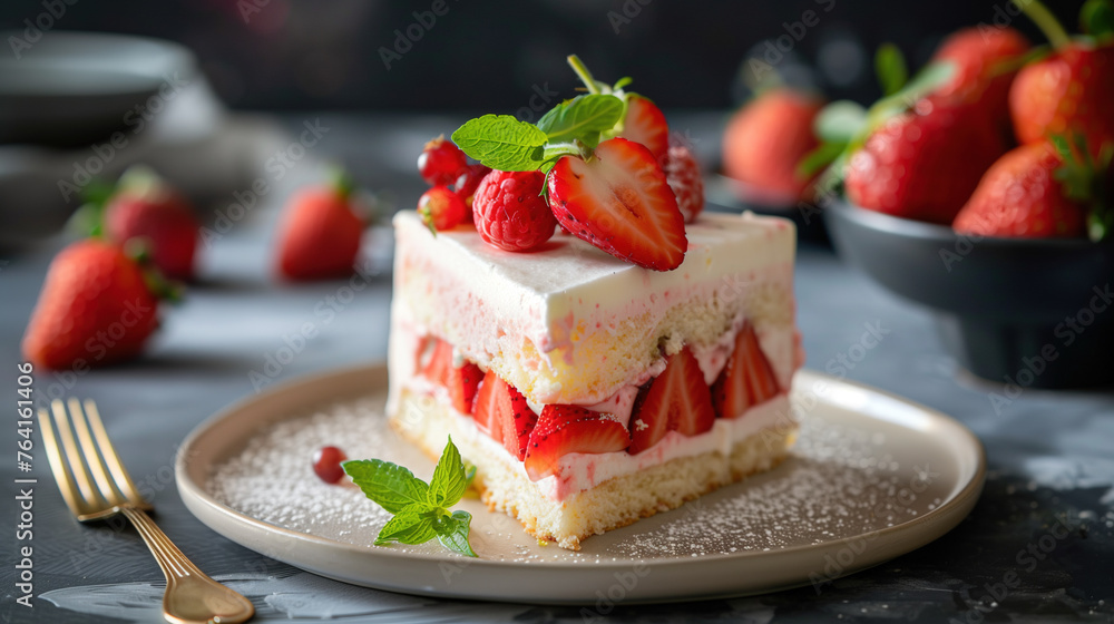 Strawberry vanilla sponge cake