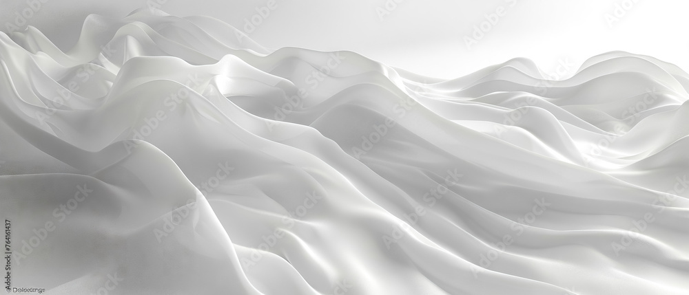 Elegant ripples of a silky white fabric texture, conveying softness and luxury - obrazy, fototapety, plakaty 