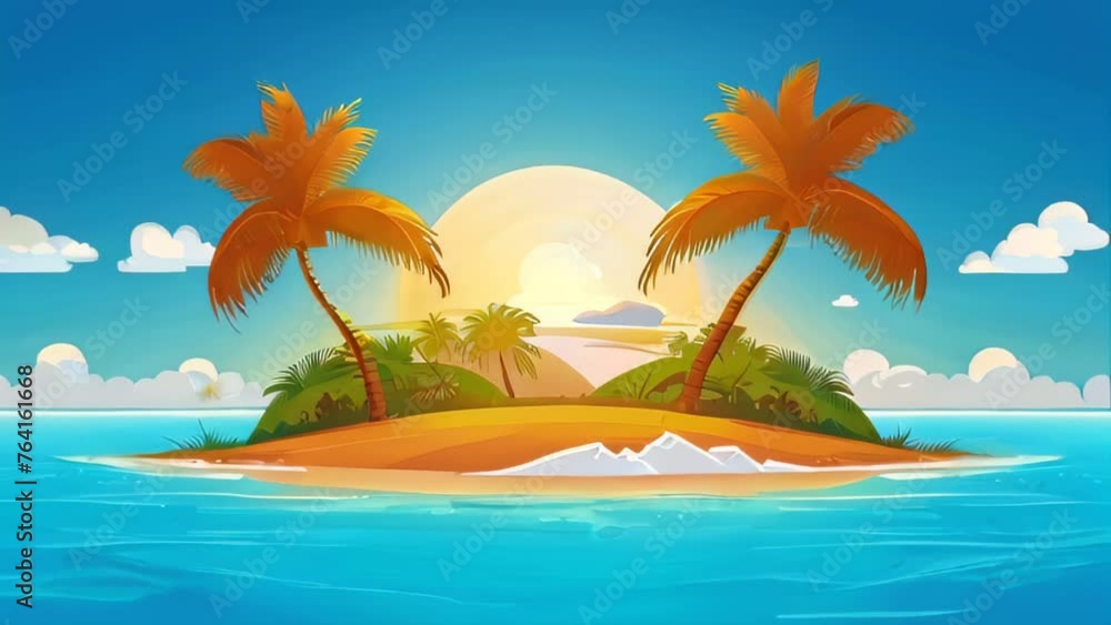 Tropical Beach Paradise with Palm Trees and Sea Tropical Beach Paradise with Palm Trees and Sea