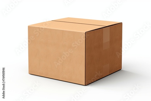 Empty cardboard box, packaging box mockup 3d rendering on a white background. © pixeness
