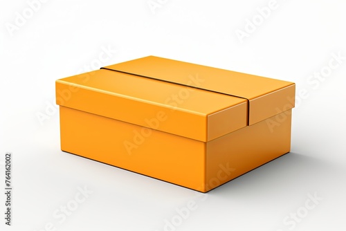 Empty cardboard box, packaging box mockup 3d rendering on a white background.