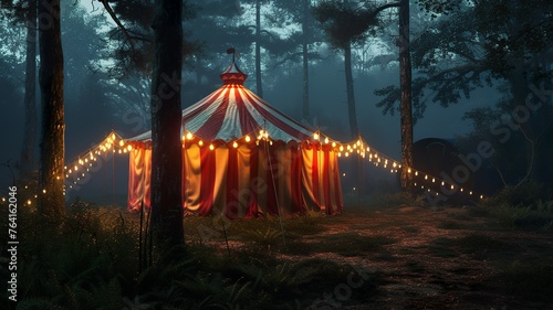 AI generated image of a circus tent with beautiful lights © Sndor
