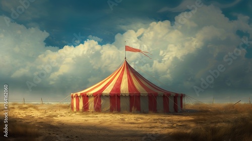 AI generated image of a circus tent with beautiful lights © Sndor
