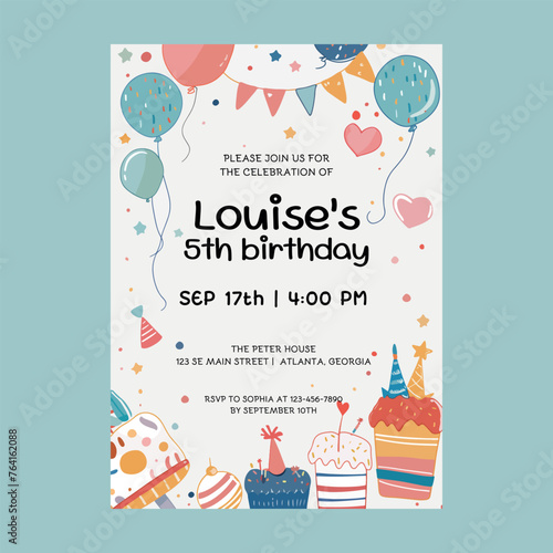 Cake Happy Birthday Party Invitation