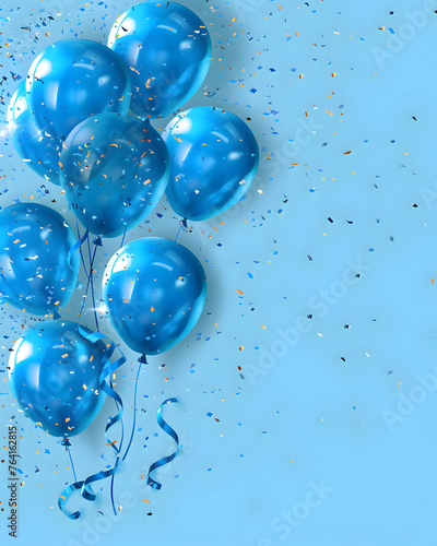 Festive blue balloons background - design party banner