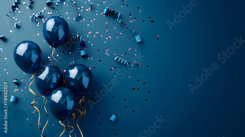 Festive blue balloons background - design party banner