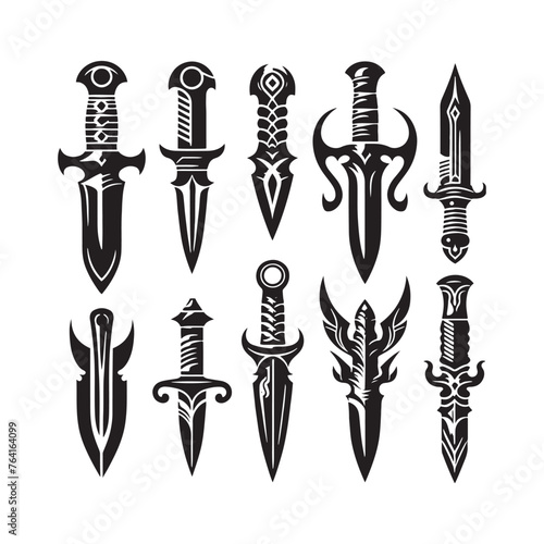 Enigmatic Dagger Vector Compilation - Exploring the Elegance and Lethality of Ancient Weapons with Dagger Illustration - Minimallest 