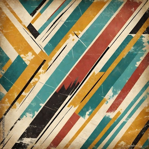 Retro stripes on a grunge background, abstract design, vintage background