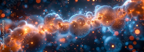 A computer generated depiction of a cluster of bubbles floating in a virtual space, showcasing the beauty and intricacy of biotechnology. photo