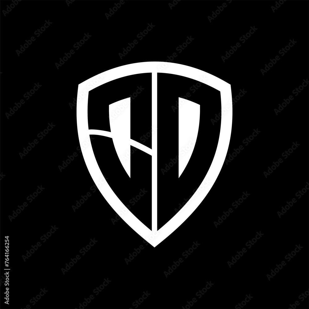 OD monogram logo with bold letters shield shape with black and white color design OD monogram logo with bold letters shield shape with black and white color design