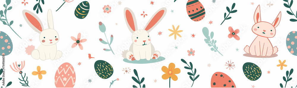 illustration of easter pattern with bunnies