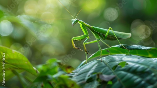 Multiple Madagascar Praying Mantises engaged in prayer-like posture, repeating the act in unison. photo