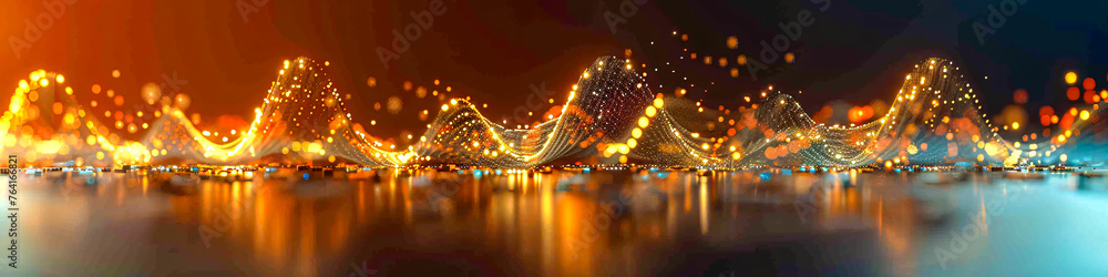 Christmas lights in a blurry abstract background, festive night with colorful bokeh