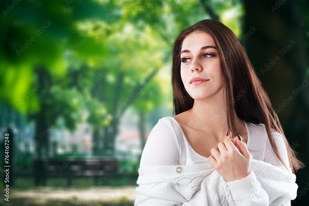 Young happy woman relax in the garden Young happy woman relax in the garden
