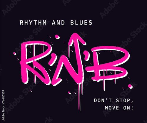 Grunge illustration poster with urban graffiti street art. Concept for r'n'b, rappers. Cool print for graphic tee, streetwear, hoodie. Nostalgia for 1980s, 1990s music style - Vector artwork.