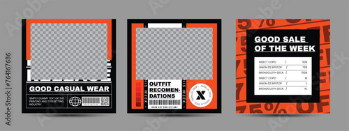 Hype social media post template set. Modern social media post bundle vector, Design editable template for social Template