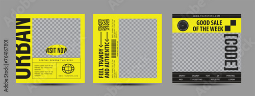 Hype social media post template set. Modern social media post bundle vector, Design editable template for social Template