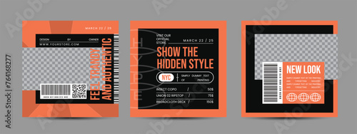 Hype social media post template set. Modern social media post bundle vector, Design editable template for social Template